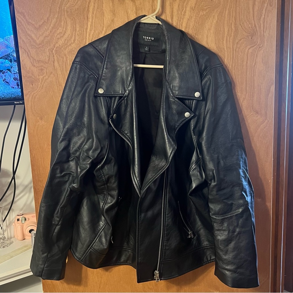Torrid Black Faux Leather Asymmetrical Moto Jacket